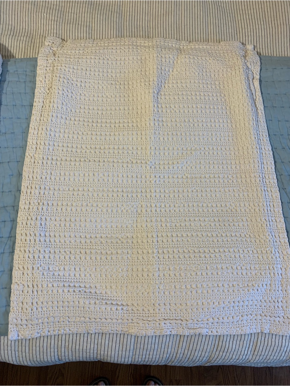 Pottery Barn Ivory Crochet Throw Blanket
